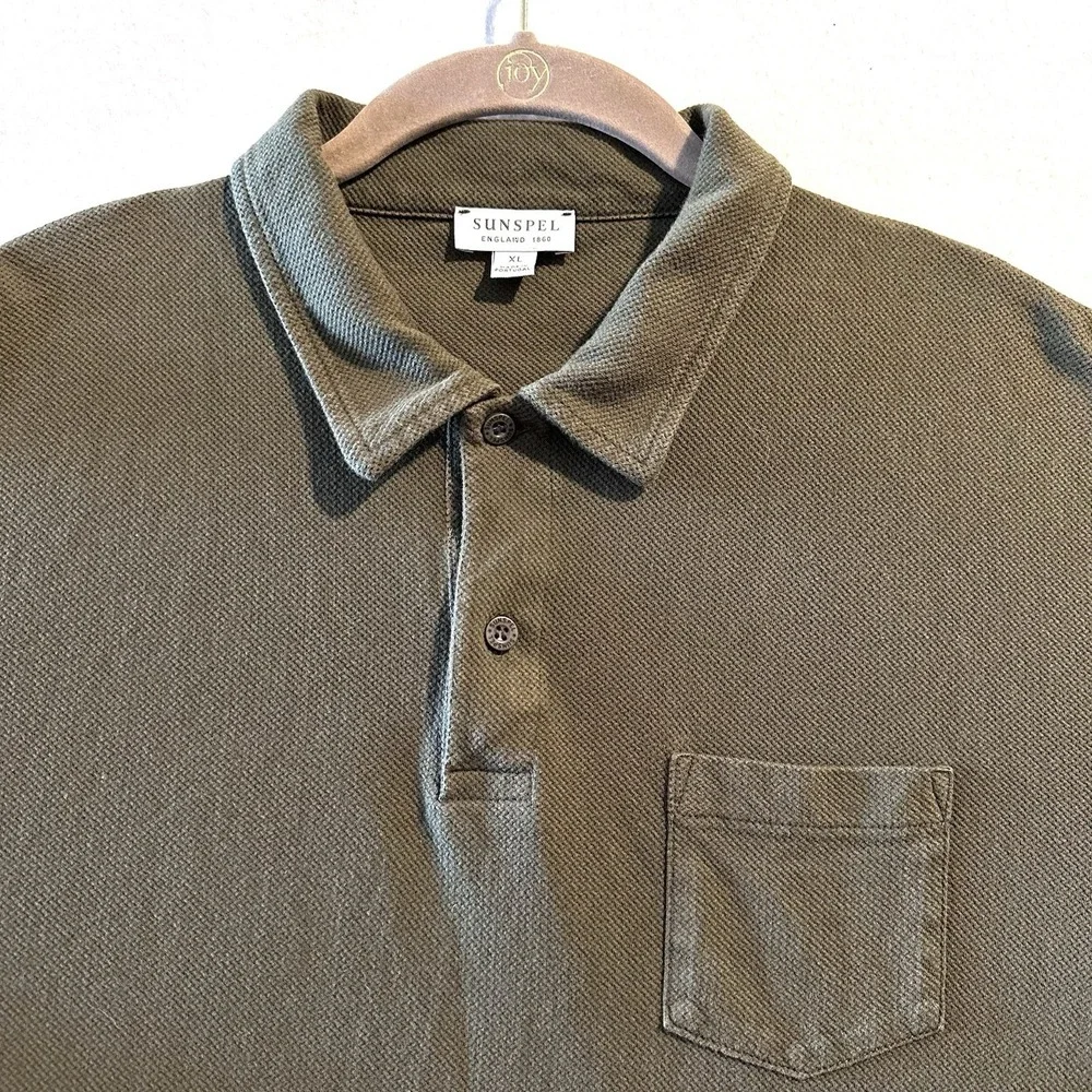 Sunspel Olive Green Polo Shirt - Picture 2 of 8